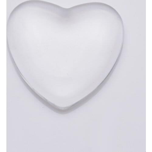 25mm Clear Heart Transparent Clear Magnifying Glass Cabochon Cameo Setting Base Set