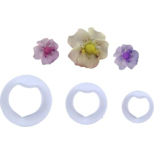 3 Pcs Rose Flower Fondant Cutter Bread Cake Mold Chocolate Baking Decorating Tools For Wedding Party Sugarcraft Cookie Cutting
