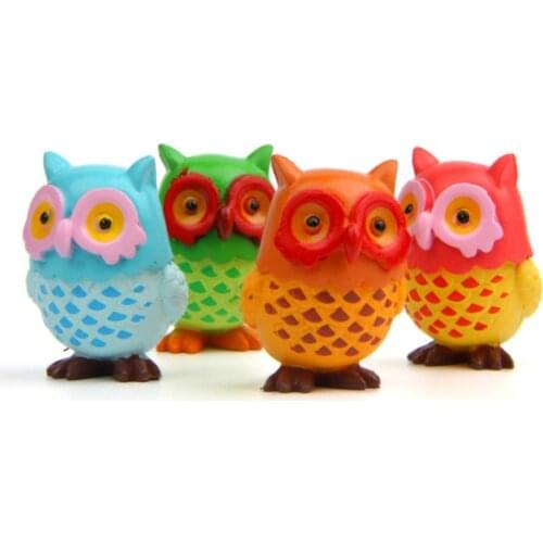 4pc Multicolor Owl Mini Animal Ornaments Miniatura Garden Home Decoration Miniature Pvc Craft Micro Decor DIY