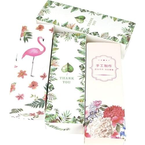5Pcs Wedding Favor Candy Box Green Leaf Flamingo Cookie Cupcake Boxes For Home Baking Packing Hawaii Birthday Party Gifts Bags