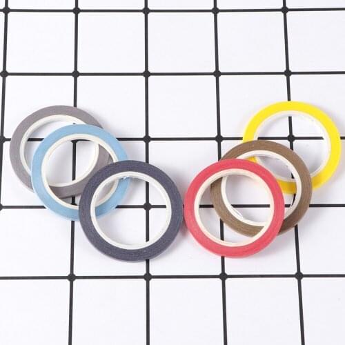 6 Rolls Washi Paper Tapes Color Adhesive Tape Gift Packaging Band (Yellow Dark Brown Dark Blue Bright Red Light Blue Light