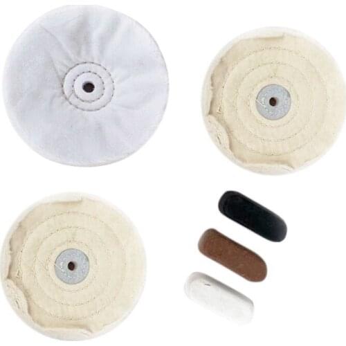 ABSF 6 Pcs 6 Inch Buffing Polishing Wheels Including Cotton and Flannel with 1/2 Inch Arbor Wheel for Bench Grindes