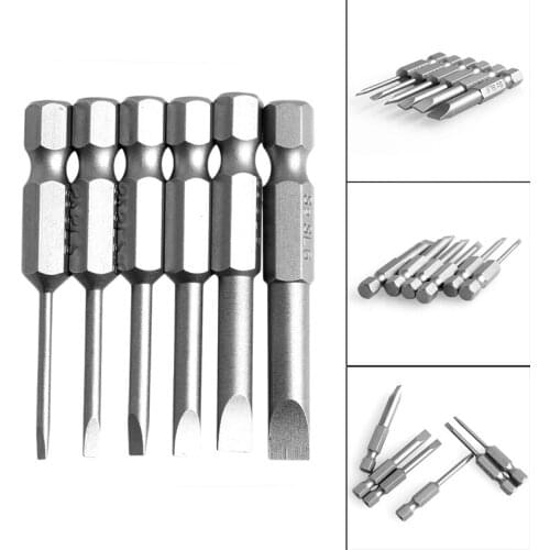 6Pcs/Set 50mm 2.0-6.0mm Hex MagneticTorx Screwdriver Bits Drill Hex Shank Bit Set Saw Set Drill Woodworking Wood Tool YX