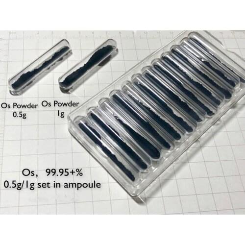 99,95% Osmium metal Powder in glass vial - Pure element 76 sample