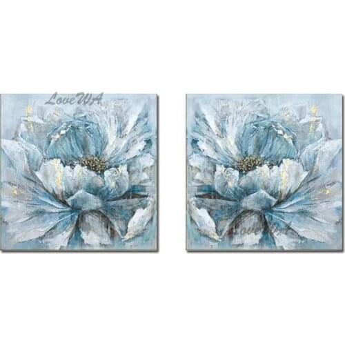 Handmade Abstract 2 Piece Flower Oil Painting Canvas Wall Art Pictures Bedroom Home Decoration Unframed Flower Paintings
