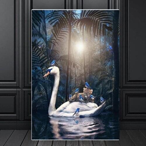 New 5D DIY Diamond Painting Swan Leopard Square Rhinestone Diamond Embroidery Bird Animal Rhinestone Mosaic Home Decoration Gift