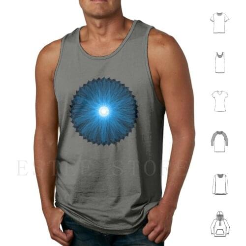 Glowing Tank Tops Vest Bright Star Bill Mandala Circle Round Abstract Blue Black Symmetry Geometric To Form Template