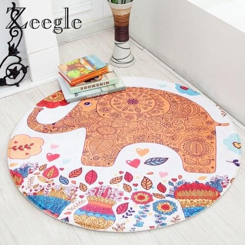 Cartoon Elephant Round Carpets Microfiber Carpets Kitchen Anti-slip Floor Rugs Foot Carpets Kids Bedroom Play Mats Bedside Rugs