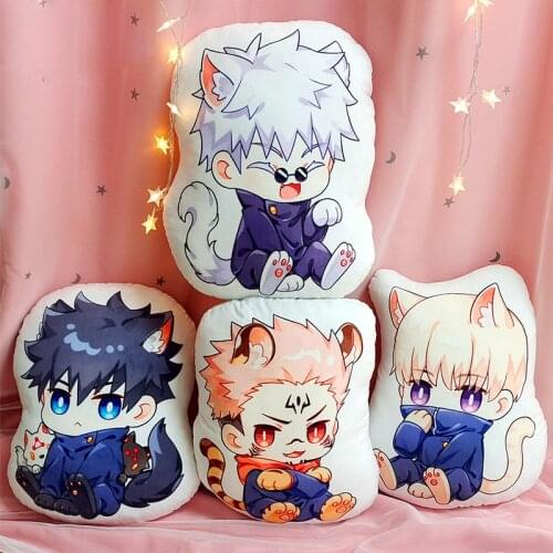 Animal Series Throw Pillow Anime Jujutsu Kaisen Cute Plush Doll Toys Gojo Satoru Yuji Itadori Cartoon Sofa Cushion Cosplay