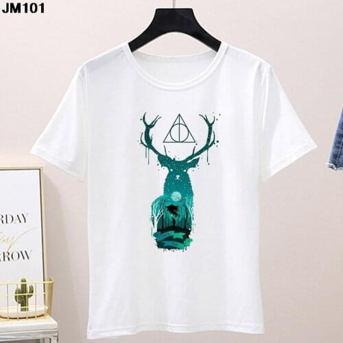 Summer Fashion Tshirt Art Sika Deer Graphic Printing T Shirt Harajuku Womens Tops O-neck Tee Funny Girls Short Sleeve T-shirt