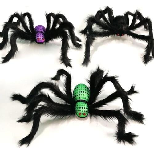 75CM Horror Giant Black Plush Spider Halloween Party Decoration Props Kids Children Toys Haunted House Decor