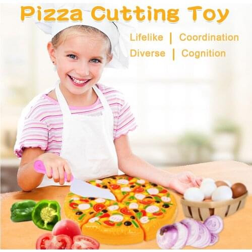 6PCS Kids Pretend Play Pizza Toy Plastic Simulation Cutting Slices Food Dinner Kitchen Play Food Education Toys Children Gift