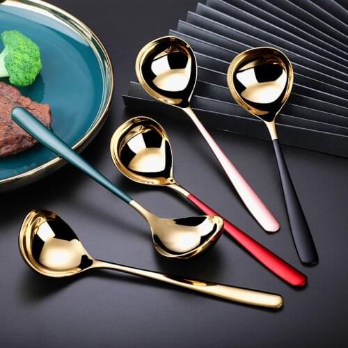 2021 New Vacuum Plating Stainless Steel Coffee Spoon Long Handle Tea Spoons Kitchen Hot Drinking Flatware W4089