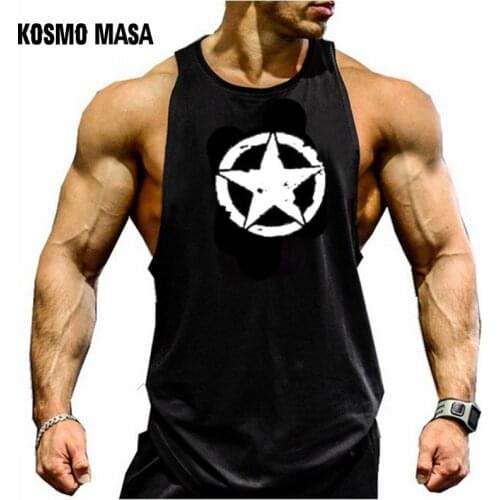 KOSMO MASA 2018 Cotton O-Neck Tank Top For Men Summer Sleeveless Solid Shirt Bodybuilding Fitness Stringer Vest Tank Tops MC0301