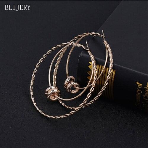 BLIJERY New Design Big Hoop Earrings for Women Fashion Statement Double Circles Earrings Punk Nightclub Jewelry Brincos Femme