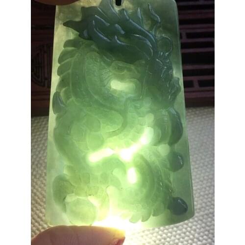 Natural 7A Myanmar Hand-Carved dragon jade green jade pendant jade necklace men pendants jewelry jade necklaces