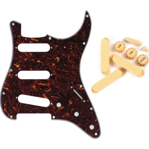 Set of Strat Pickguard 11 Hole Guitar Scratch Plate Tone Volume Knobs Switch Tip for USA FD Strat Guitar