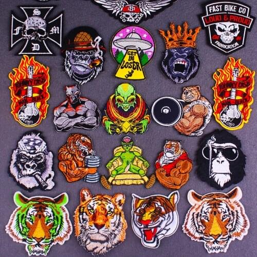 Patches For Clothes Animal Embroidered Patches Sewing Iron on Patch Applique Fashion Alien Sewing Patch Heat-Adhesive Cloth DIY