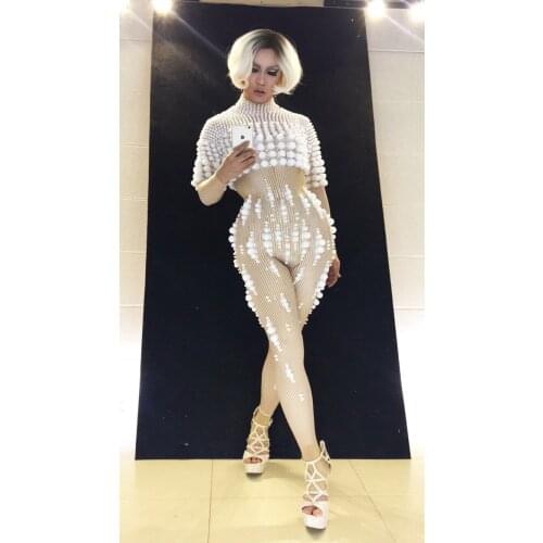 New Personality Ball Stretch Tights Jumpsuit Female Singer Female DJ DS Nightclub Custom Costume Party Celebration Birthday