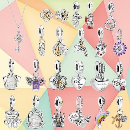 Spring 2021 New Style 925 Sterling Silver, Purple Daisy, Firefly, Rainbow Pendant, Jewelry Made Of Girl Diy Pendant Bracelet