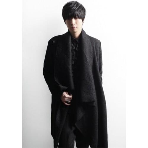 Medium and long mens Korean slim fit overcoat, tweed jacket, solid color, British style, stage dress, nightclub