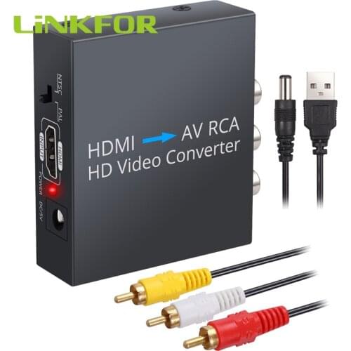 LiNKFOR 1080p HDMI to AV CVBS RCA Converter HDMI to RCA Adapter For TV PC PS3 Blue-Ray DVD Players Projector 1.5m AV Cable