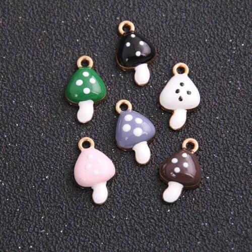 10pcs 11*19mm Six Color Alloy Metal Drop Oil Mushroom Charms Pendant For DIY Bracelet Necklace Jewelry Making