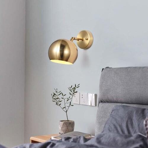 All copper postmodern light luxury living room study bedroom simple Nordic model room villa modern wall lamp 9106