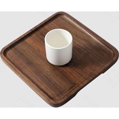 Manual Walnut Wood Storage Trays Living Room Desktop Tableware Tray Afternoon Tea Cake Dessert Organizer Home Decoration Modern