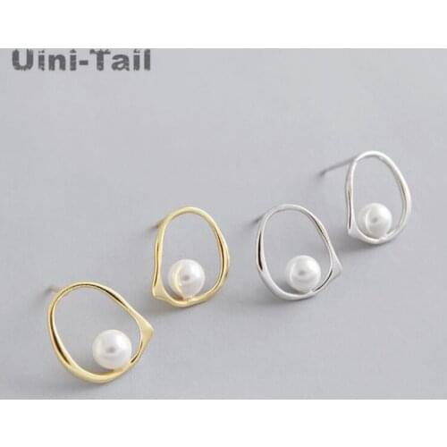 Uini-Tail 2019 new listing 925 sterling silver temperament irregular hollow pearl stud earrings simple fashion personality ED484
