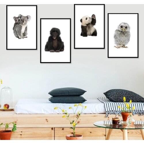 Modern Simple Cute Gorilla Owl Panda Koala Animal Canvas Painting Home Decoration Cuadros Decoracion Salon Animal Print Art
