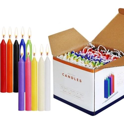 100piece Taper Candles, Unscented Assorted Colors Mini Candles for Casting Chime QX2E