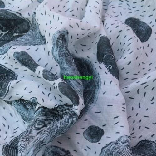 Big brand 100% pure ramie printed high count yarn thin summer clothing fabric