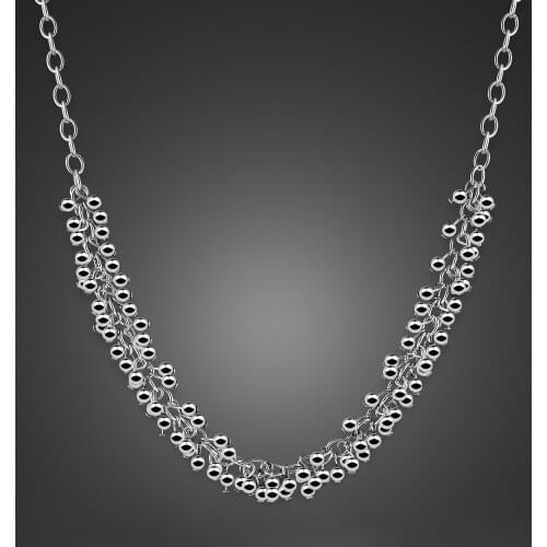 New Genuine100% 925 Sterling Silver Grape Beads Necklace Women Solid Silver Choker Tassel Necklace Fashion Fine Jewelry