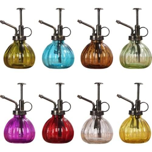 1 PC Glass Watering Can Pot Vintage Plant Mister Brass Pressure Sprayer Retro Pumpkin Spray Bottle Antique Copper Sprinkler