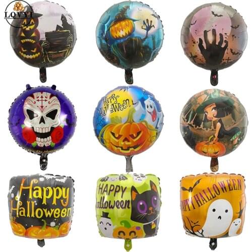 10pcs 18'' Halloween Pumpkin Ghost Balloon Decorations Skeleton Foil Balloon Inflatable Toys Bat Globos Halloween Party Supplies
