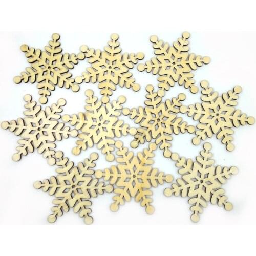 10PCS Mini Snowflake Wood Chips Base Fairy Garden Miniatures Gnomes DIY Dollhouse Decor/ Terrarium/ Succulents/ Micro Landscape