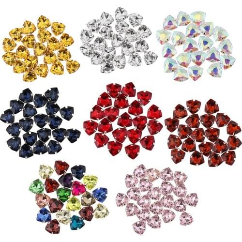 20pcs 12mm Triangle Sew On Crystal Glass Rhinestones DIY Sewing Accessories