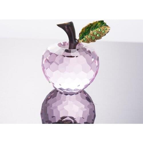2019 New Arrive 40mm Pink Crystal Glass Apple Crystal Gift Craft Live Room Decoration Best Gift For Friend Wholesale