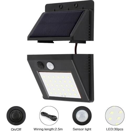 30 LEDs Solar Light Bulb Waterproof Wall Lamps PIR Motion Sensor Solar Garden Stairs Light IP65 Outdoor Night Lighting 3 Models