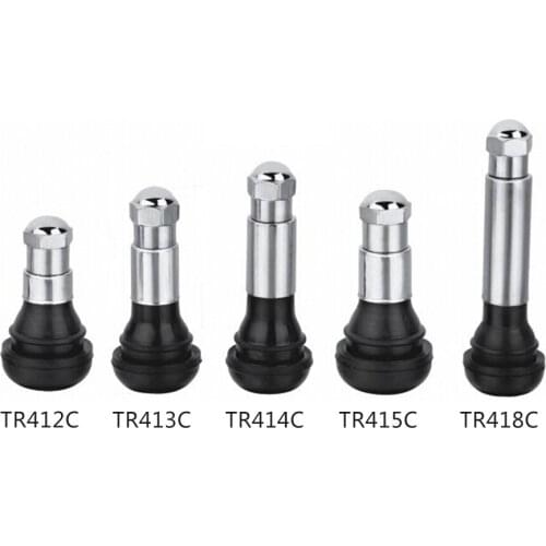 4pcs New Black Car Motorcycle Chrome Alloy Tubeless Rubber Wheel Tire Valve Stems Complete TR412ac Chrome Caps