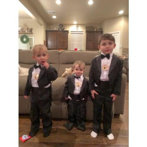 2020 White / Black Baby Boys Suit Kids Newborn Baptism Clothing Performance Sets Costume for Weddings Prom 5pcs Sleeve Style