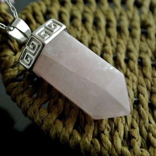 5pcs Pink Quartz Stocky Crystal Point Shape Pendants For For Jewelry Making Materiasl Free Shipping