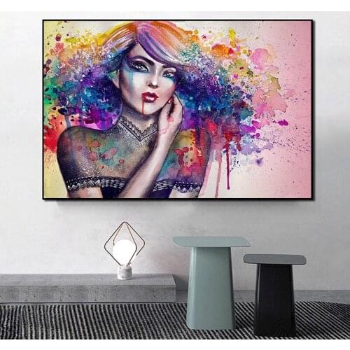 Abstract Art Canvas Painting Wall Art Picture Posters and Prints Girl Portrait Poster Picture Cuadros For Living Room Decor