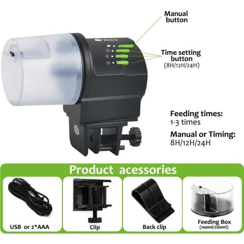 Automatic Fish Feeder Rechargeable Timer Fish Feeder with USB Fish Food Dispenser for Aquarium or Fish Tank