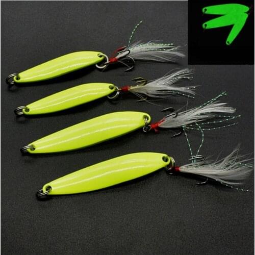 1PCS Metal Luminous Spinners Spoon Lure 5g 7g 10g 13g Hard Bait with Feather For Bass Sea Lures Wobbles Fishing Accessories
