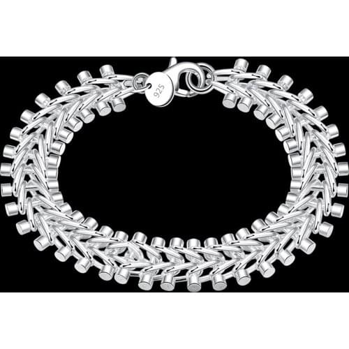 Hot 20cm Women mens geometric bracelets 925 sterling Silver fine Jewelry Fashion Wedding Party Popular brands Holiday gifts