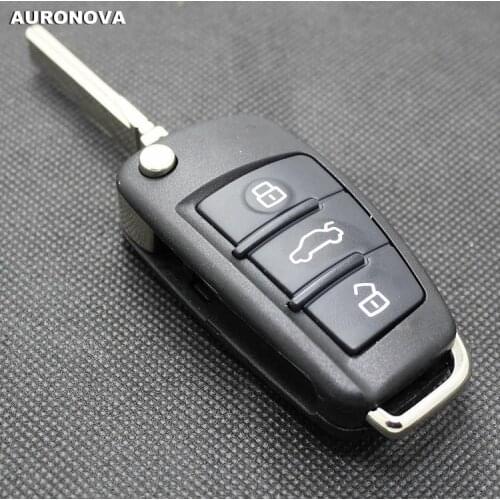 AURONOVA New Replace Folding Key Shell for Audi Q7 A3 A4 A6 A6L A8 TT 3 Buttons Remote Car Key Case DIY