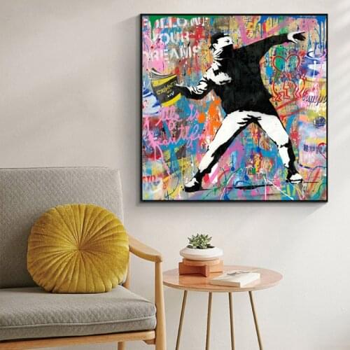 Banksy Canvas Painting Fllow Your Dream Street Art Posters and Prints Quadros Wall Art Picture for Living Room Home Decor Cuadro