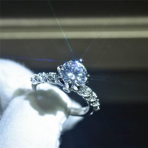 8MM Round Zircon Wedding Rings For Women Fashion Jewelry 2ct White CZ Stone Engagement Promise Ring Female Valentines Day Gifts